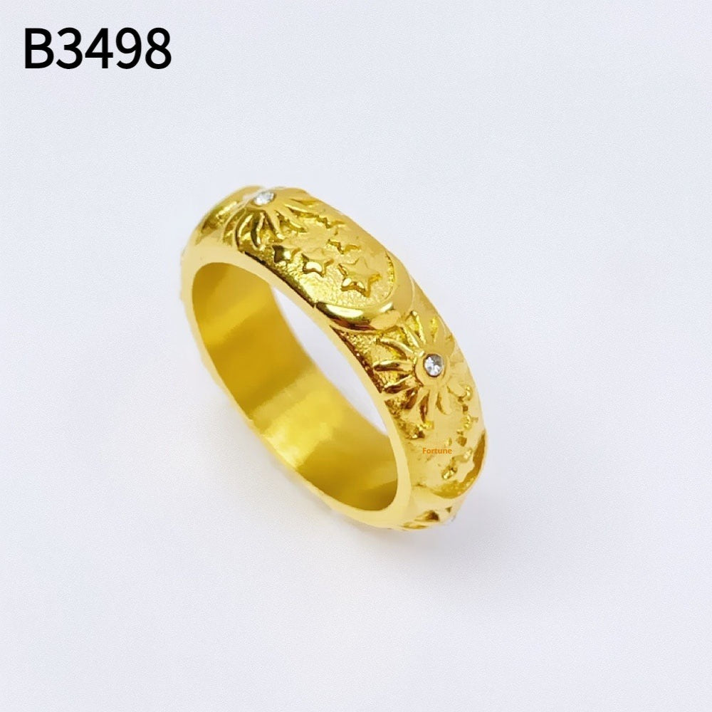 Conjunto de Pulsera Ajustable y Anillo de Acero de Titanio con Relieve de Sol y Luna