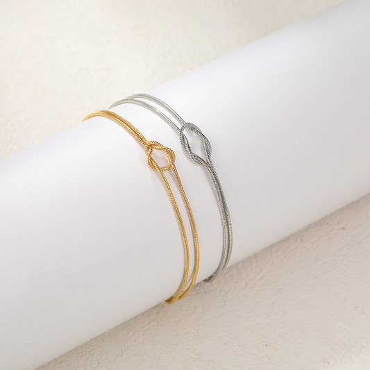 Pulseras de Pareja de Nudos en Oro y Plata