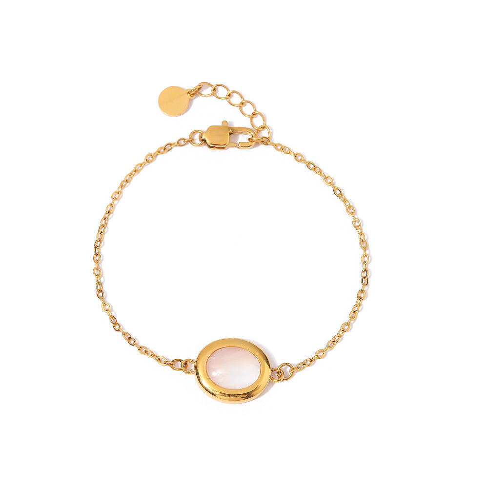 Pulsera ovalada de ópalo ligera y lujosa