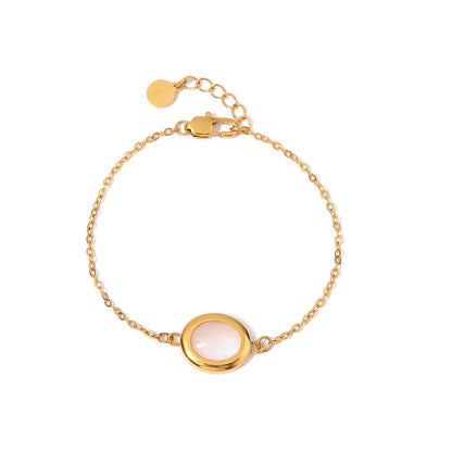 Pulsera ovalada de ópalo ligera y lujosa