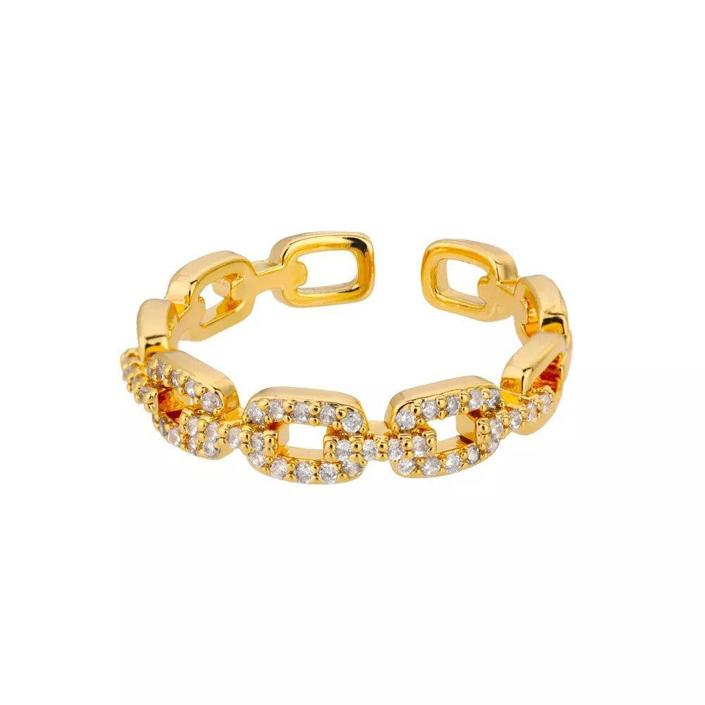 Anillo Doble Capa Hueca con Letras y Cuentas