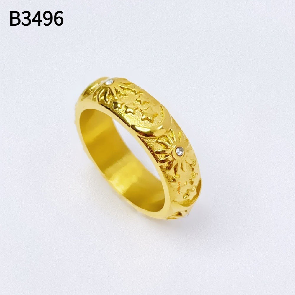 Conjunto de Pulsera Ajustable y Anillo de Acero de Titanio con Relieve de Sol y Luna
