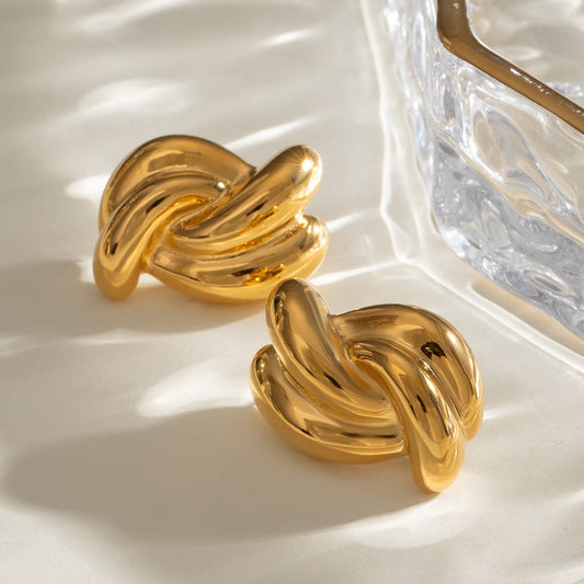 Aretes para Mujer de Acero Inoxidable con Diseño de Nudo Cruzado