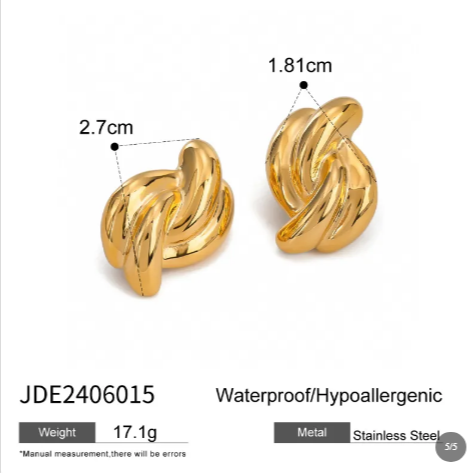 Aretes para Mujer de Acero Inoxidable con Diseño de Nudo Cruzado