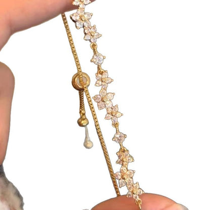 Pulsera Ajustable de Mini Flor de Circonio