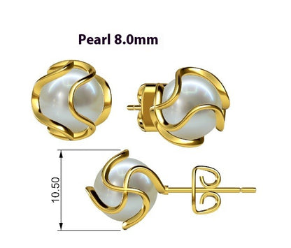 Pendientes de Perla y Flor Dorada
