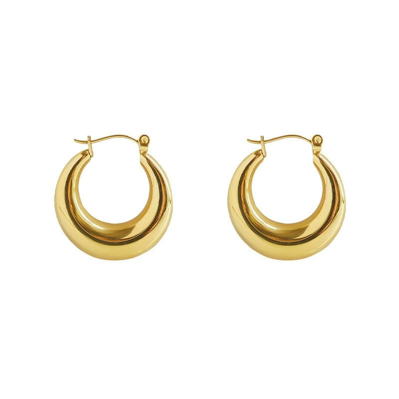 Aretes de Aro Circular de Metal para Mujer