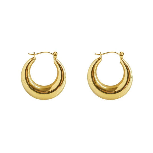 Aretes de Aro Circular de Metal para Mujer