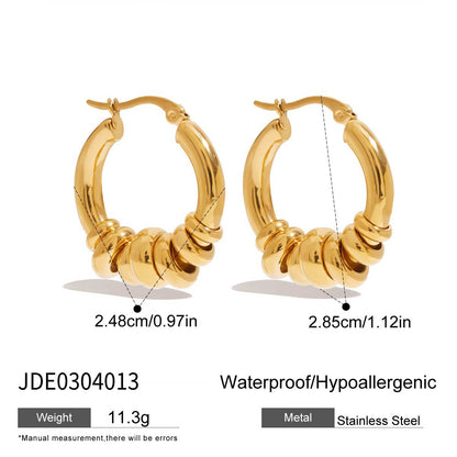 Aretes de Acero Inoxidable con Diseño de Bloques de Color para Mujer