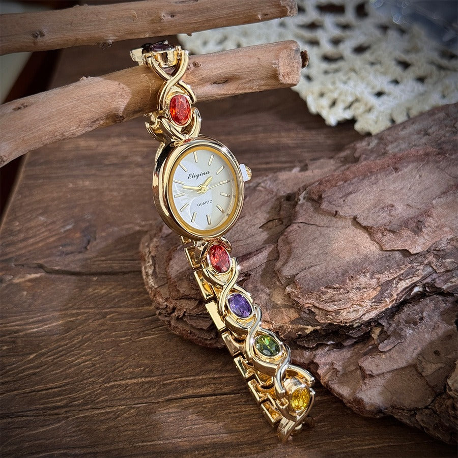 Reloj de Moda con Piedra Preciosa Ovalada
