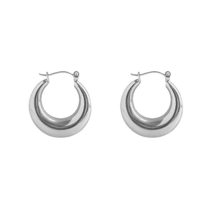 Aretes de Aro Circular de Metal para Mujer