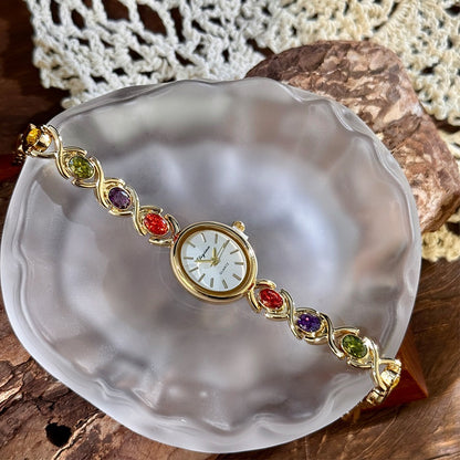 Reloj de Moda con Piedra Preciosa Ovalada