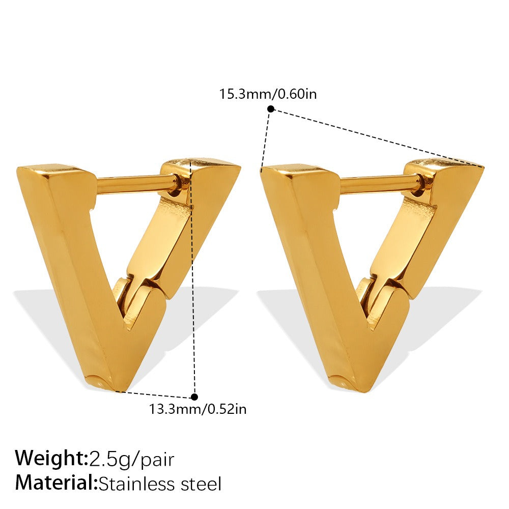 Aretes Geométricos en Forma de U y Triángulo - Diseño de Sol Resistente al Desvanecimiento en Dorado