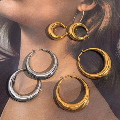 Aretes de Aro Circular de Metal para Mujer