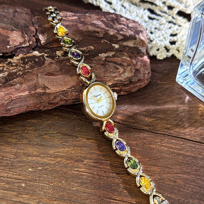 Reloj de Moda con Piedra Preciosa Ovalada