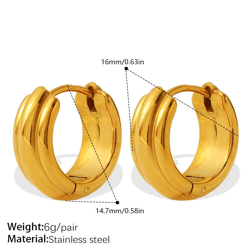 Aretes Geométricos en Forma de U y Triángulo - Diseño de Sol Resistente al Desvanecimiento en Dorado