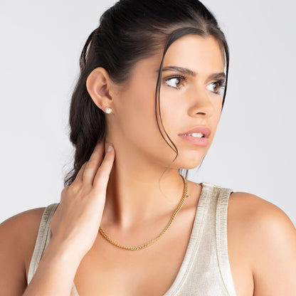 Pendientes de Perla y Flor Dorada