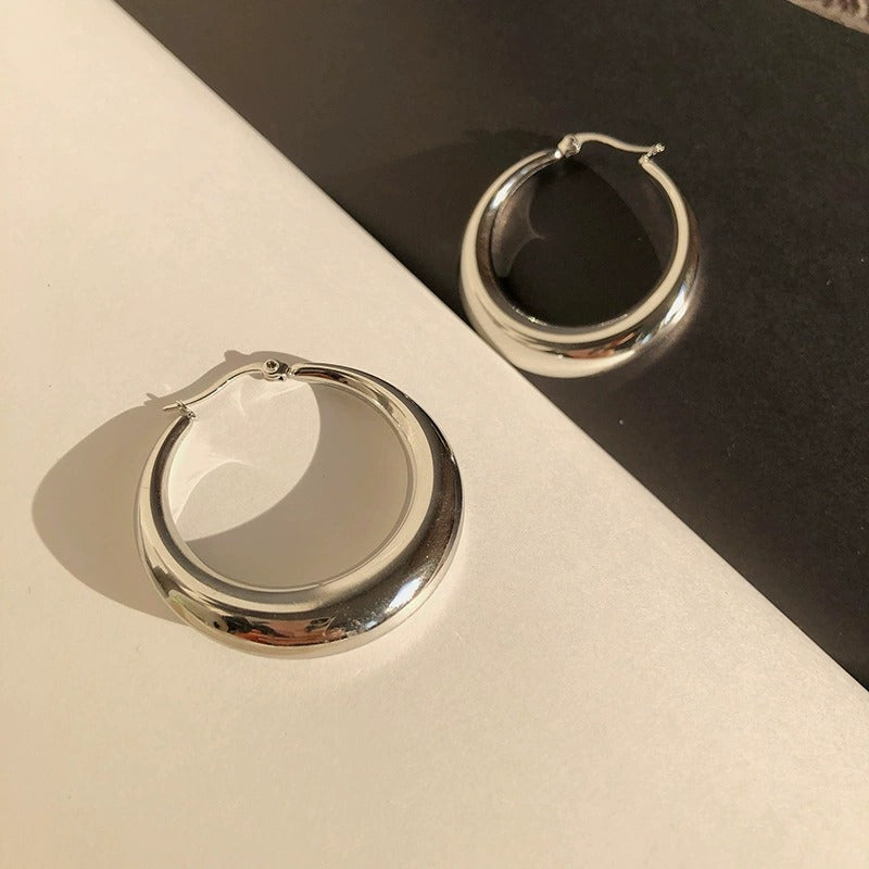 Aretes de Aro Circular de Metal para Mujer