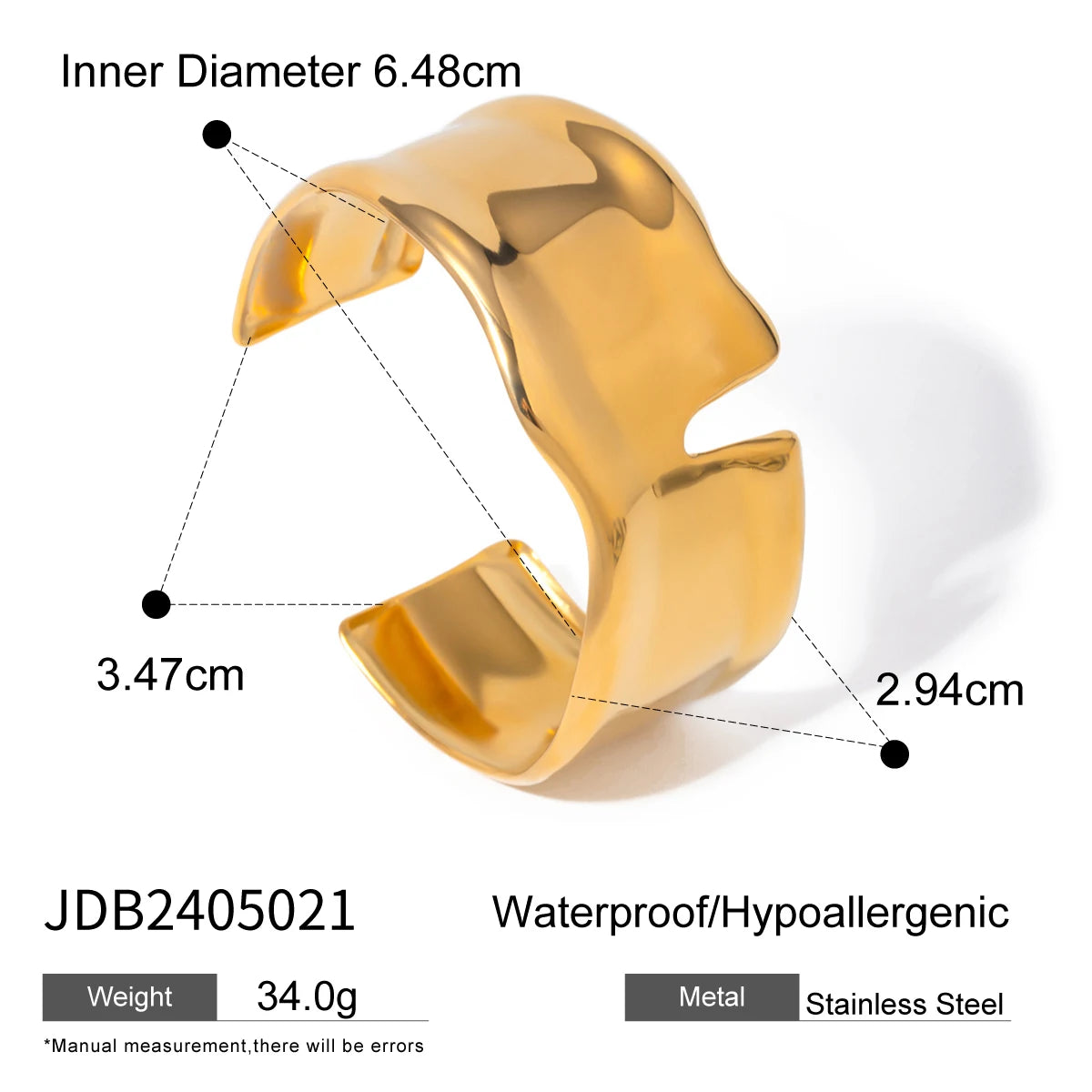 Pulsera Cuff Ancha