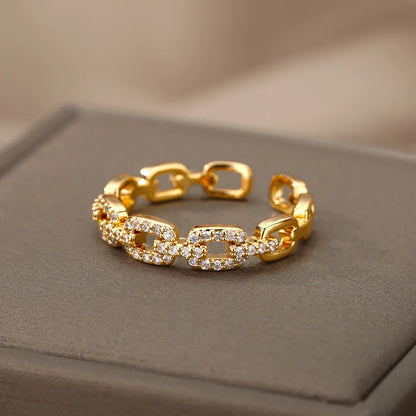 Anillo Cadena Trenzada Circonita