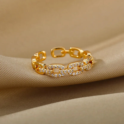 Anillo Cadena Trenzada Circonita