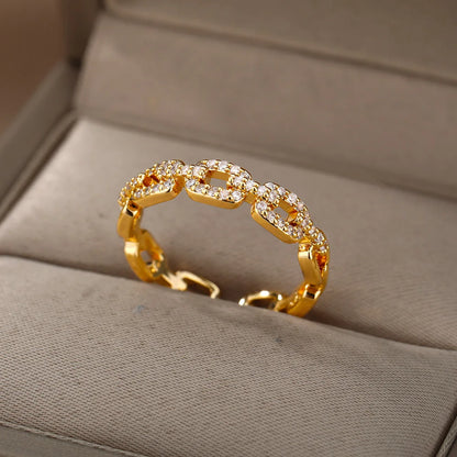Anillo Cadena Trenzada Circonita