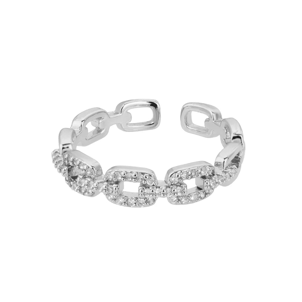 Anillo Cadena Trenzada Circonita