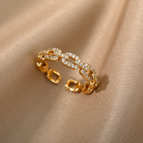 Anillo Cadena Trenzada Circonita