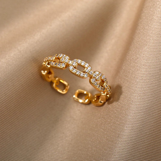 Anillo Cadena Trenzada Circonita