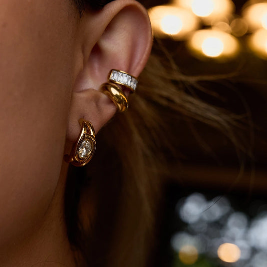 Pendientes Circonita Blanca Aro