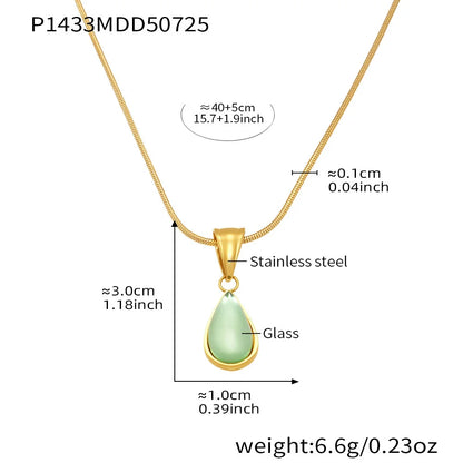 Collar Piedra Verde Gota