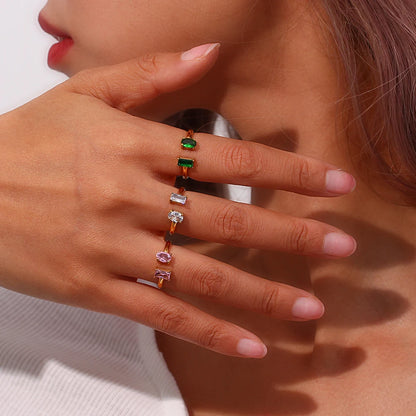 Anillo Gota Circonita Verde
