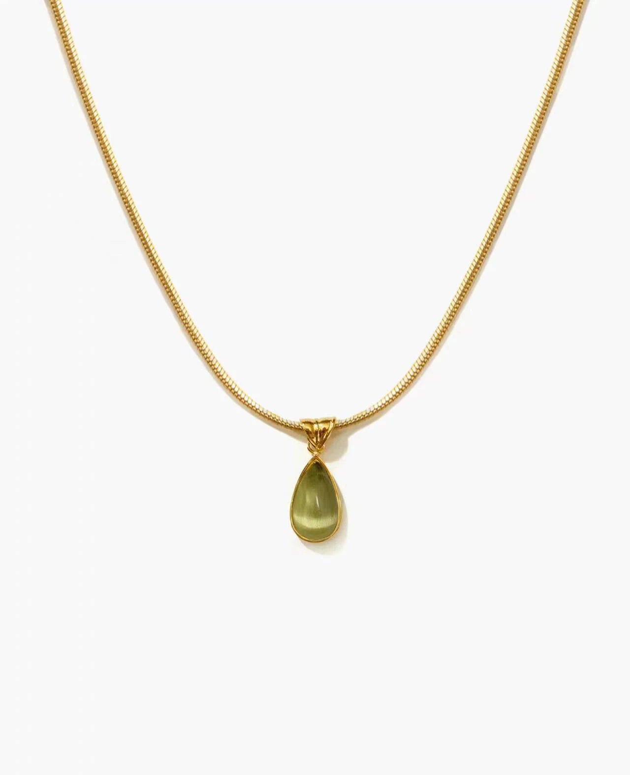 Collar Piedra Verde Gota