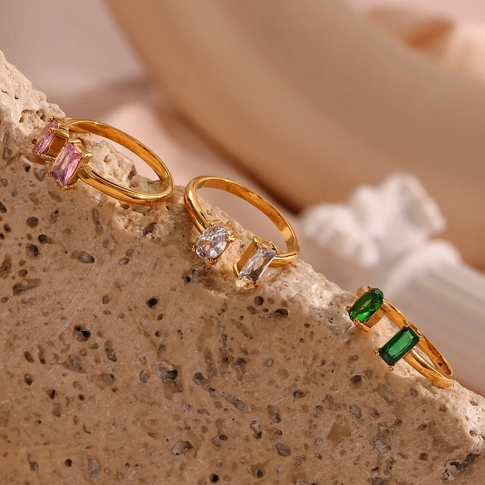 Anillo Gota Circonita Verde
