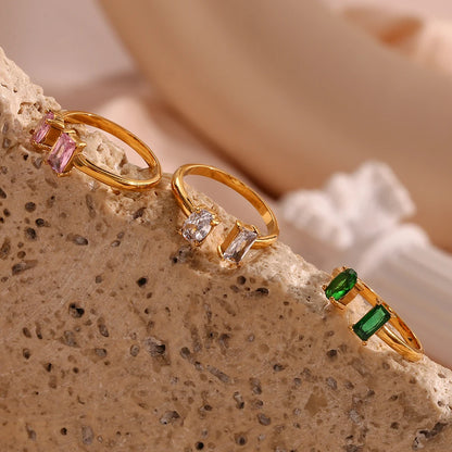 Anillo Gota Circonita Verde