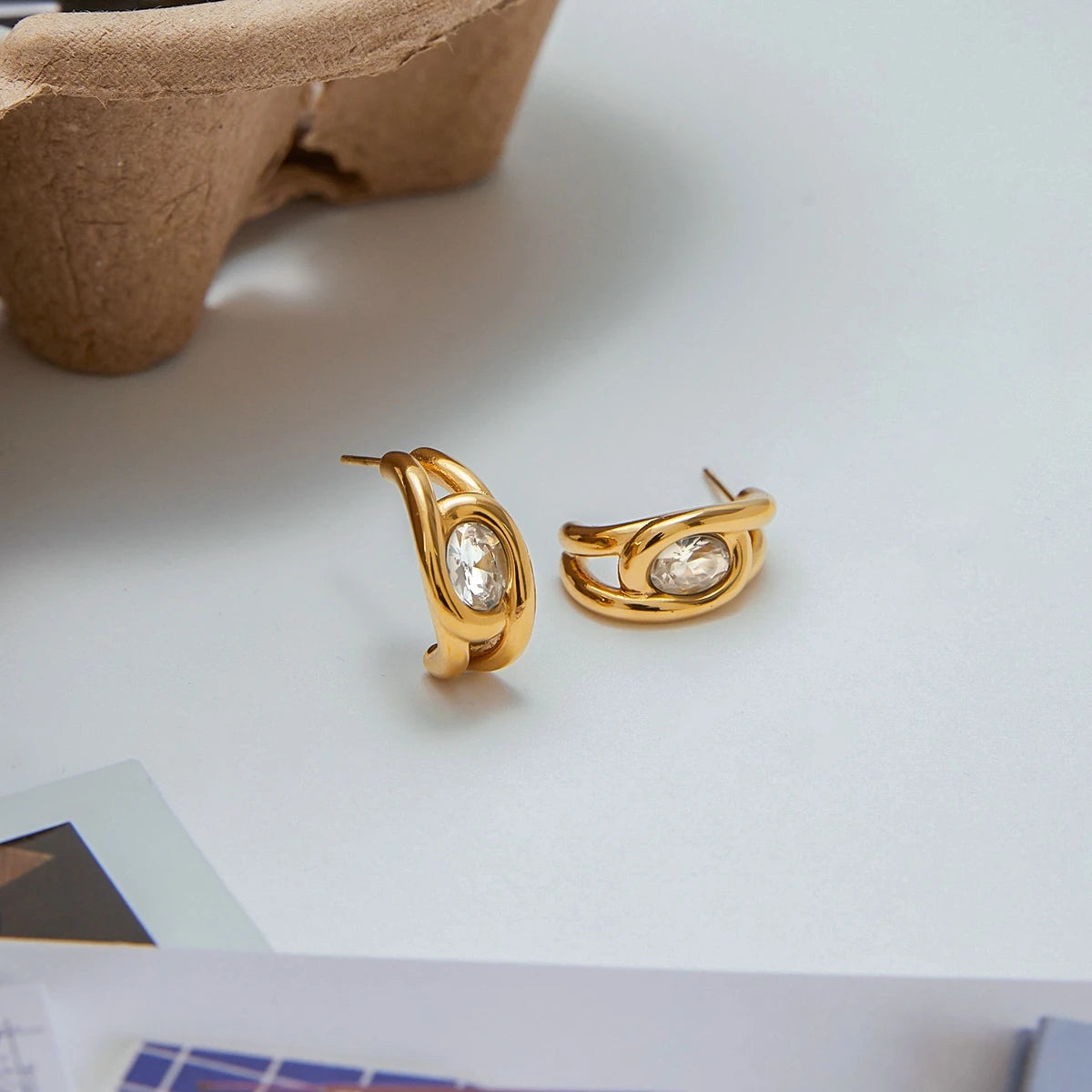 Pendientes Circonita Blanca Aro