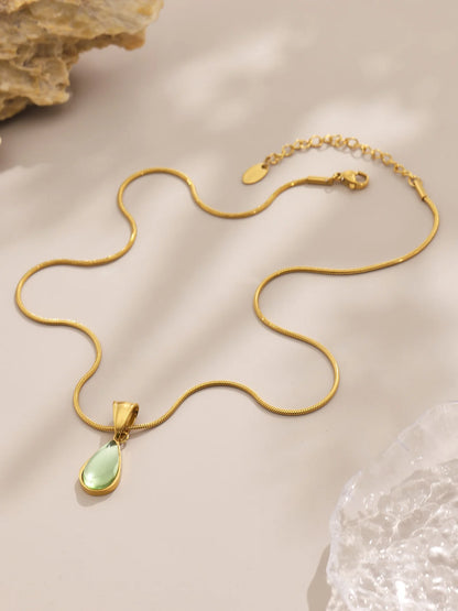 Collar Piedra Verde Gota