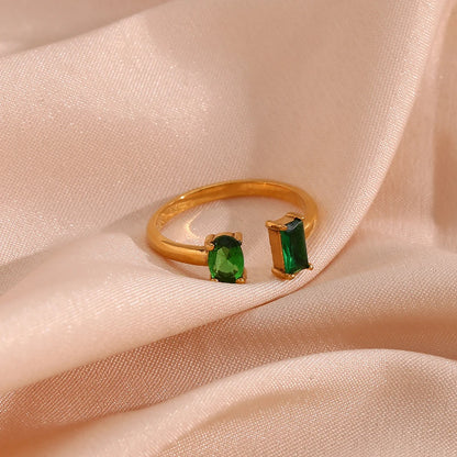 Anillo Gota Circonita Verde