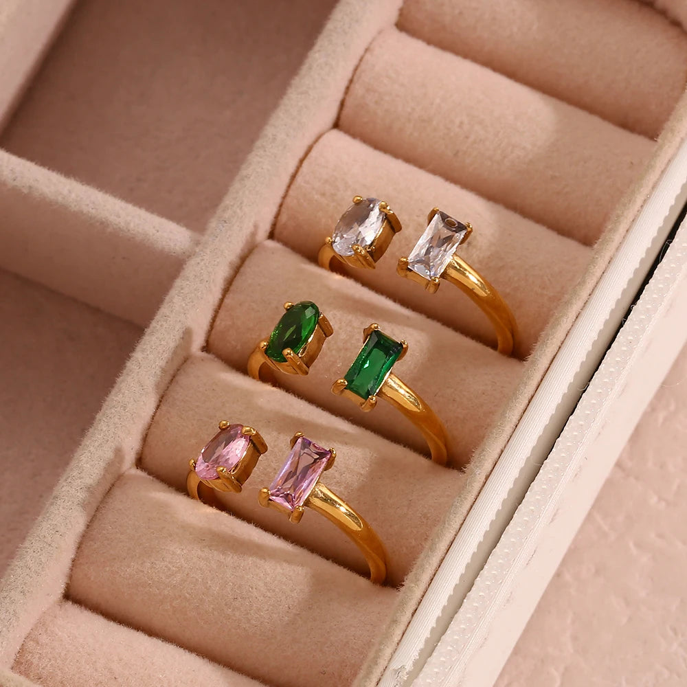 Anillo Gota Circonita Verde