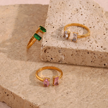 Anillo Gota Circonita Verde