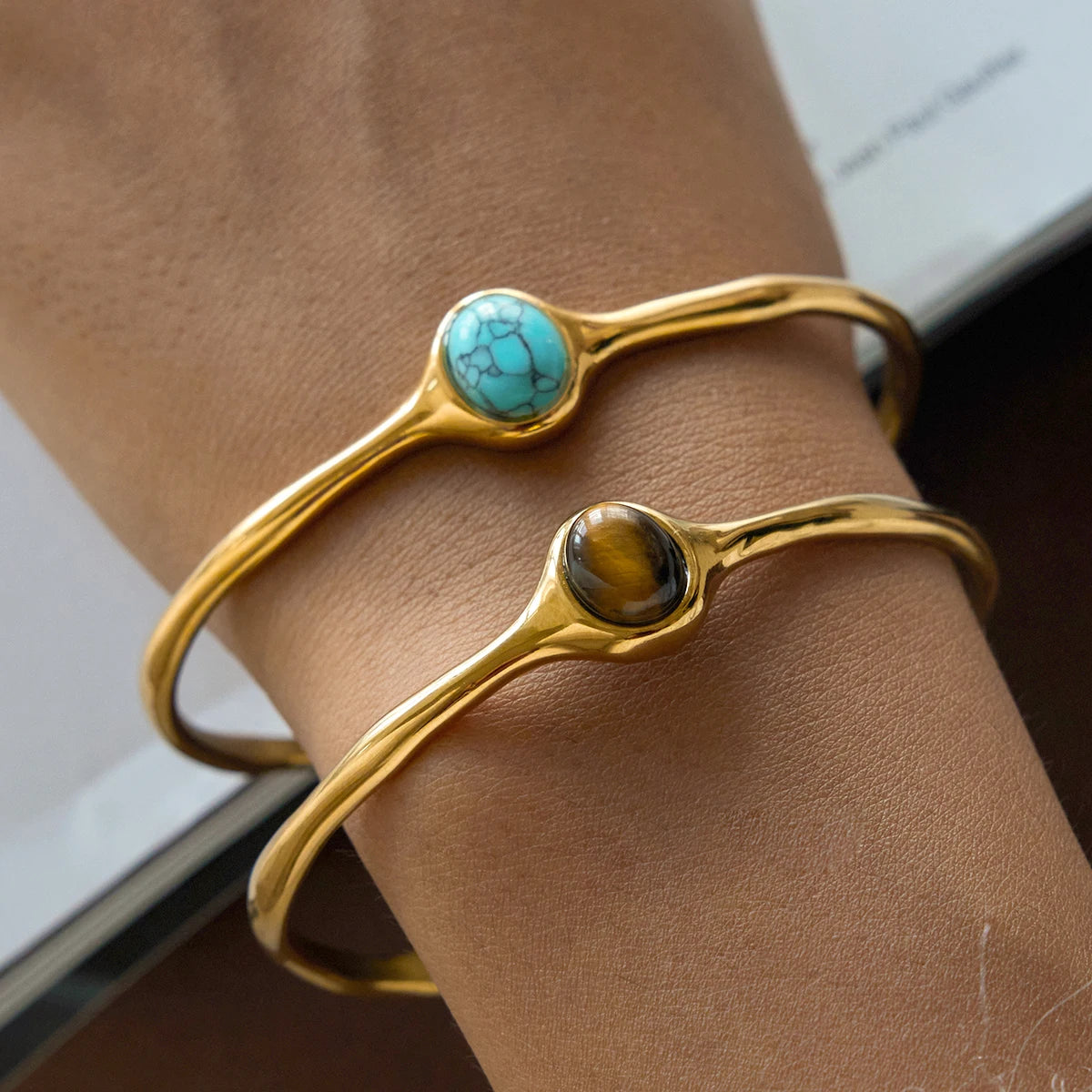 Pulsera Cuff Piedra Vintage