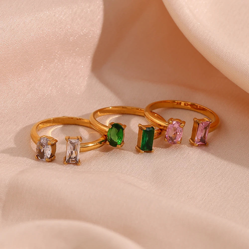 Anillo Gota Circonita Verde
