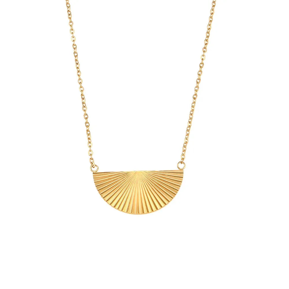 Collar Rectángulo Rayos Dorado