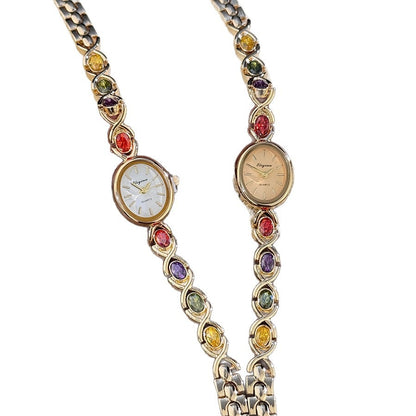 Reloj de Moda con Piedra Preciosa Ovalada