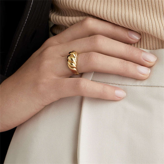 Anillos de Pareja Chapados en Oro de Acero Inoxidable