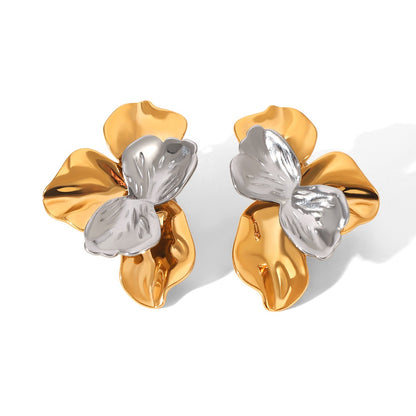 Aretes Minimalistas de Flor en Acero Inoxidable
