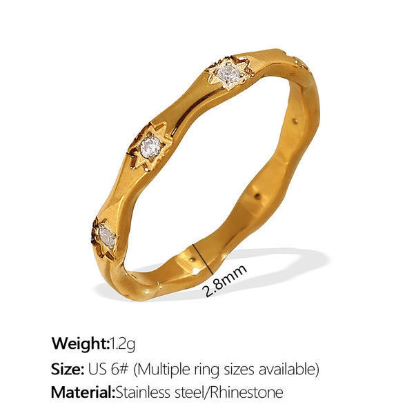 Anillo Estrella de Acero de Titanio Chapado en Oro de 18K