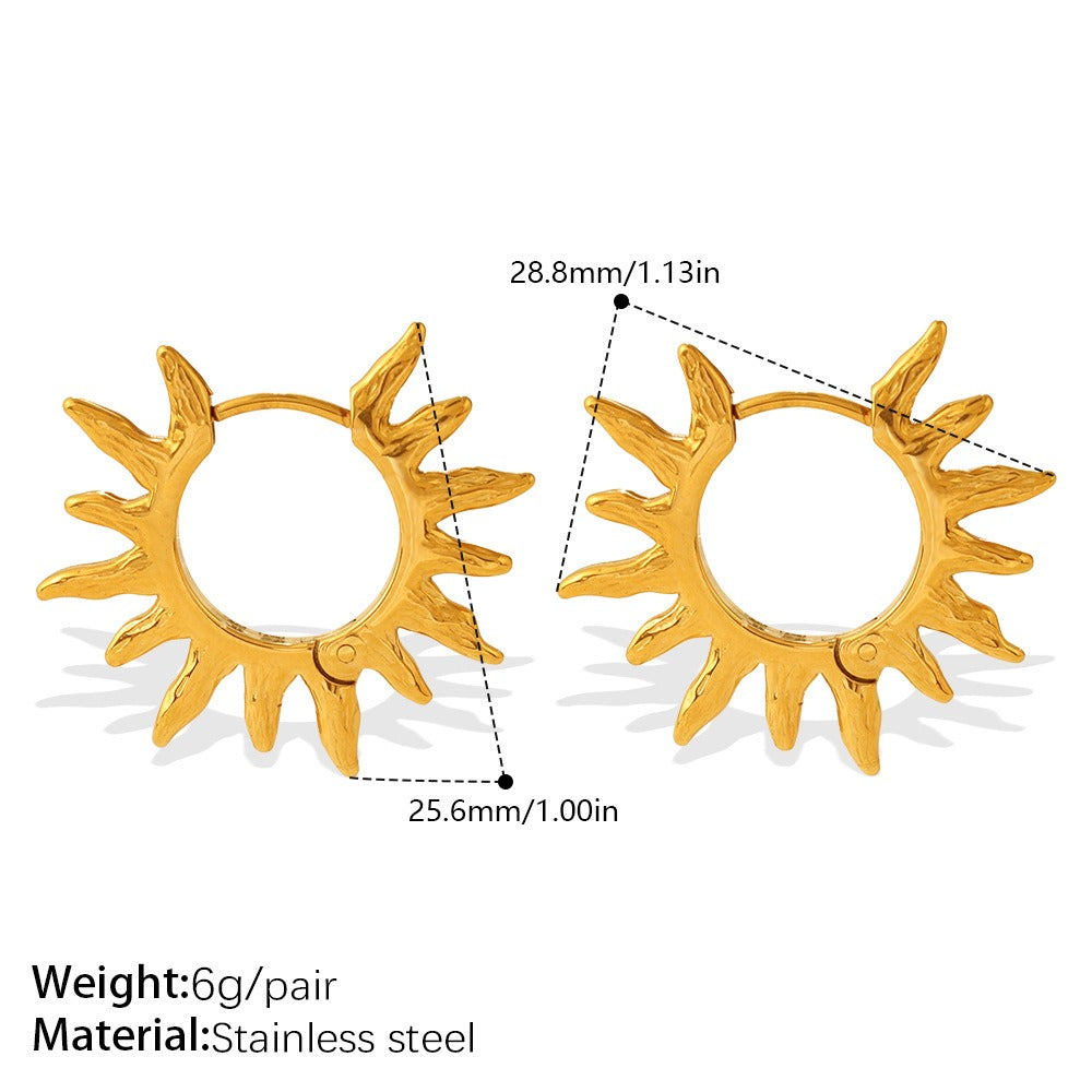 Aretes Geométricos en Forma de U y Triángulo - Diseño de Sol Resistente al Desvanecimiento en Dorado