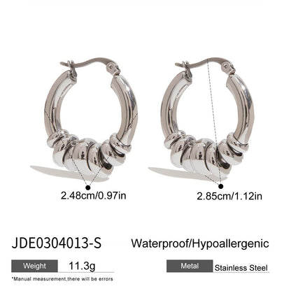 Aretes de Acero Inoxidable con Diseño de Bloques de Color para Mujer