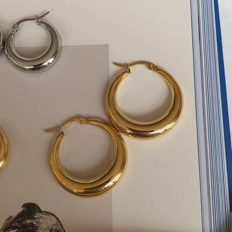 Aretes de Aro Circular de Metal para Mujer